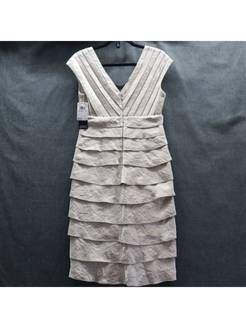 Adrianna Papell Champagne Gold Tiered Ruffle Cocktail Dress New With Tags 4 - Picture 4 of 14